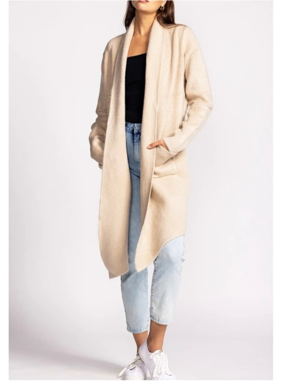 Pink Martini Stockport Coatigan Beige Size XXS Oversized Cardigan Jacket